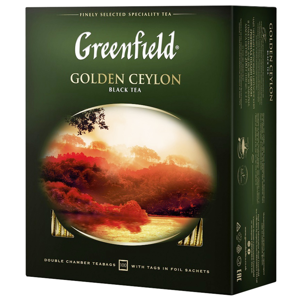 Чай "Greenfield" Golden Ceylon черный 100пак по акции в Пятерочке