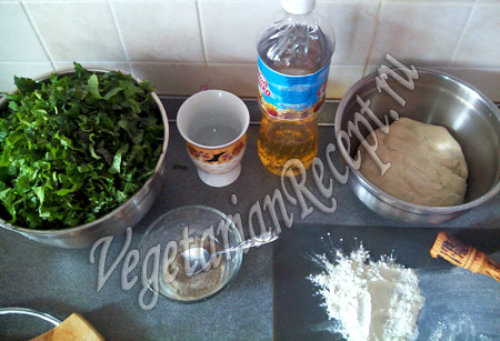 продукты для приготовления кутабов с зеленью