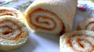 Бисквитный рулет с вареньем всего из 2 яиц Swiss roll for tea for 15 minutes