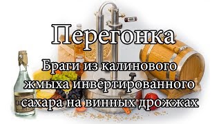 Перегонка браги из калинового жмыха, инвертированного сахара на винных дрожжах