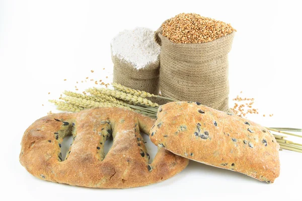 Средиземноморский Черный Оливковый хлеб и продукты Лицензионные Стоковые Фото